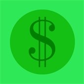Green dollar sign in lighter green circles