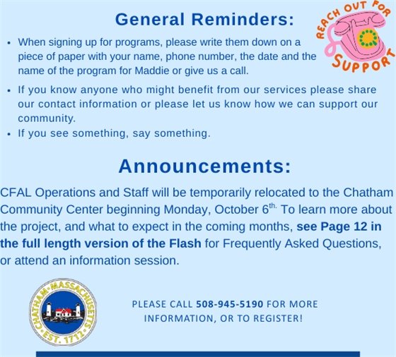 Reminders & Announcements