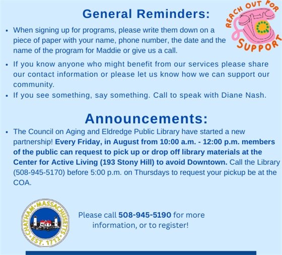 General Reminders and Announcements