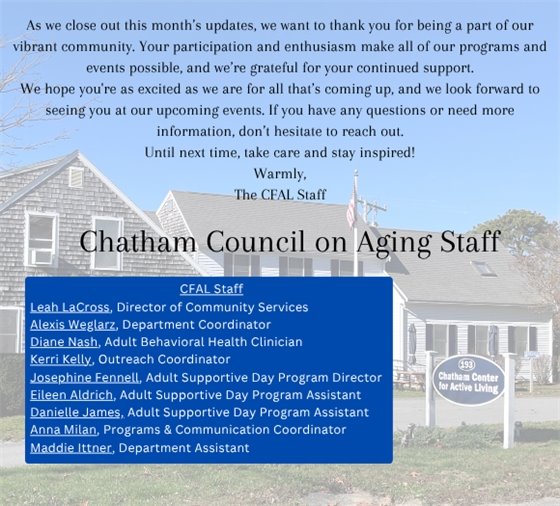 Conclusion & CFAL Staff