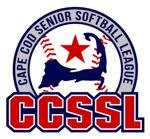 silhouette of Cape Cod in blue on a softball with CCSSL underneath it