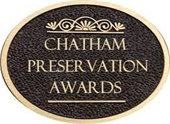 Oval plaque with Chatham Preservation Awards in gold letters