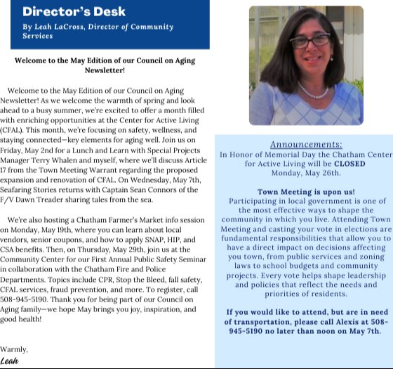 Message from Leah, Director of Community Services