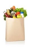 Paper bag filled with groceries