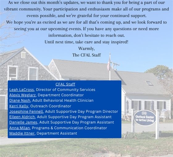 Conclusion & CFAL Staff