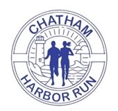 Blue male and female figures running in front of a lighthouse