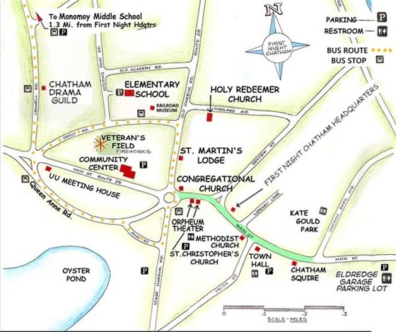 Map of First Night Shuttle Bus route
