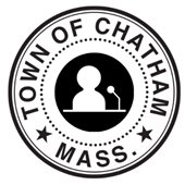 Chatham Town Seal with silhouette of a speaker at a podium inside it