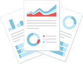 Three pages indicating graphs and charts