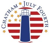 Blue lighthouse with red stripes behind and gold stars above