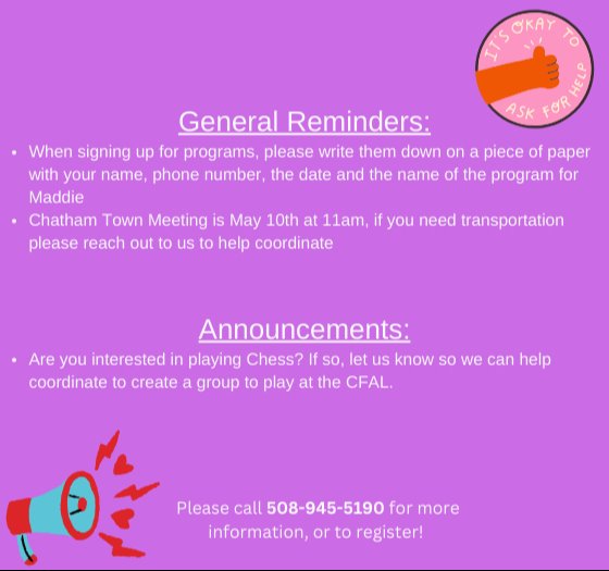 Reminders & Announcements