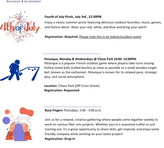 New Happenings in July