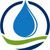 Blue Water Droplet with a green wave below