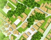 Overhead visual of a neighborhood