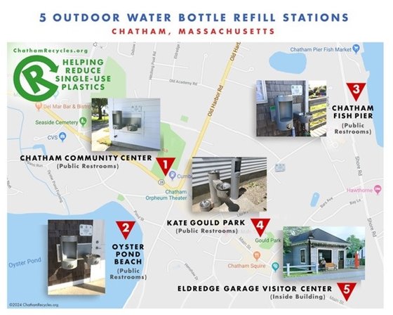 Locations of Water Bottle Filling Stations in Chatham