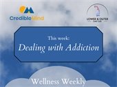 Dealing with Addiction in a white cloud against a blue sky