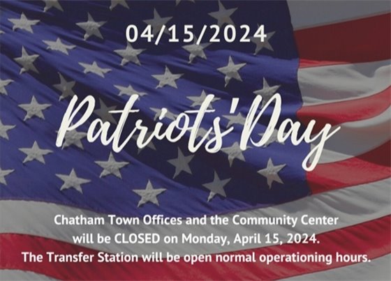 Town Offices Closed on April 15th for Patriots' Day. Transfer Station operating normal hours.