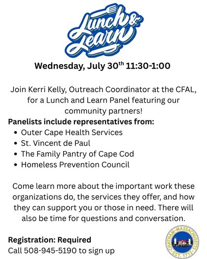 Lunch & Learn at the CFAL on July 30th with Human Service Agencies