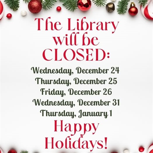 Eldredge Public Library Holiday Hours