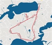 Map showing the route of the Annual Turkey Trot 5K walk/run