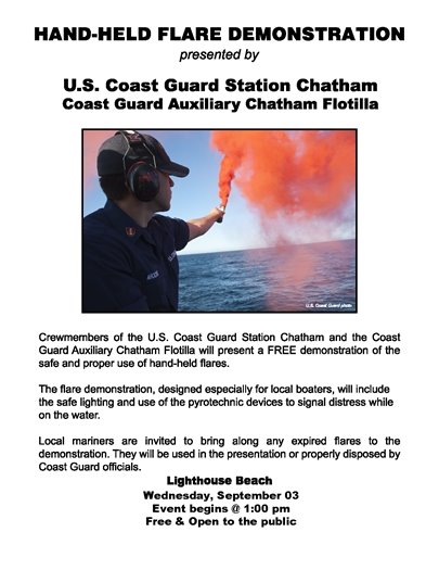 Flare Demonstration at Lighthouse Beach at 1 p.m. on September 3rd