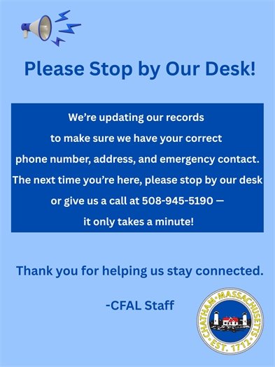 Please Stop By Our Desk!