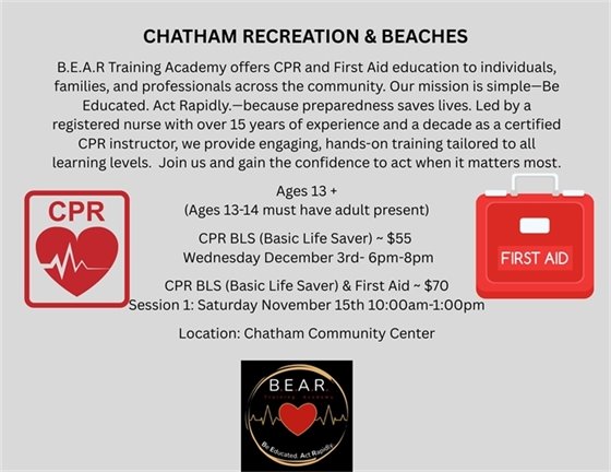 Basic Life Saving courses offered by the Recreation & Beaches Division in November & December