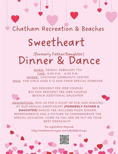 Sweetheart Dance at the Community Center February 7 at 6 p.m. 
