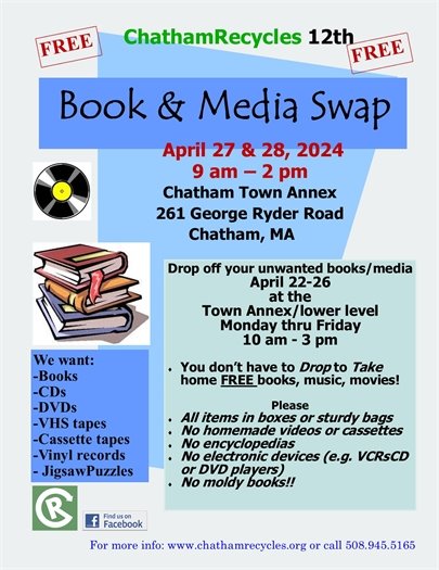 Book &Media Swap April 27 & 28 at the Town Office Annex