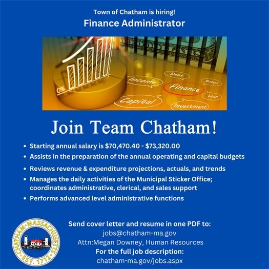 The Town is hiring a Finance Administrator 