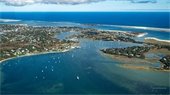 Aerial picture of boats in a harbor