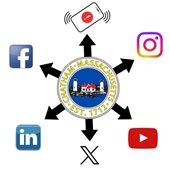 Town of Chatham logo surrounded by social media icons
