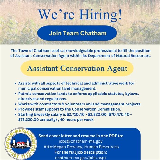 Help Wanted - Assistant Conservation Agent