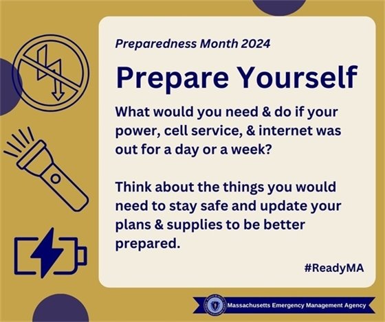 Info graphic for Massachusetts Preparedness Month