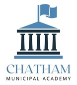 Depiction of a columned government building with a blue flag on the roof