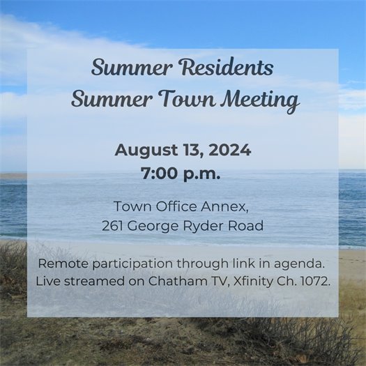 Summer Residents Town Meeting Tuesday, August 13, 2024 at 7 p.m.