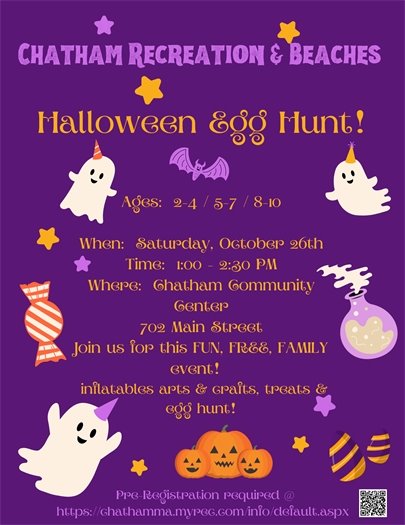 Halloween Egg Hunt at the Community Center on October 26 at 1 p.m.