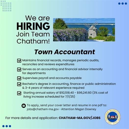 The Town is hiring a Town Accountant