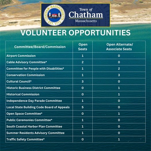 Listing of volunteer opportunities on Town committees