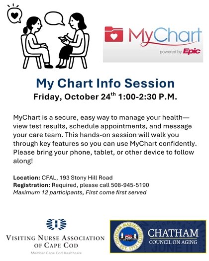 MyChart info session at the Center for Active Living on Oct. 24 at 1 p.m.