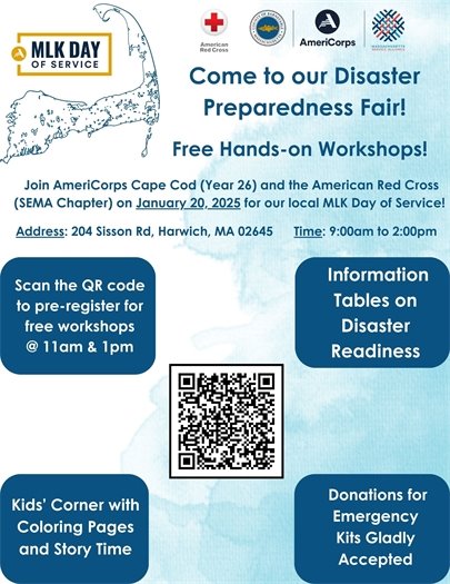 MLK Day of Service Disaster Preparedness program at the 204 in Harwich on January 20th