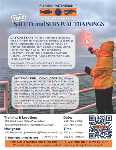 Safety & Survival Training for Fishermen April 3 & 4