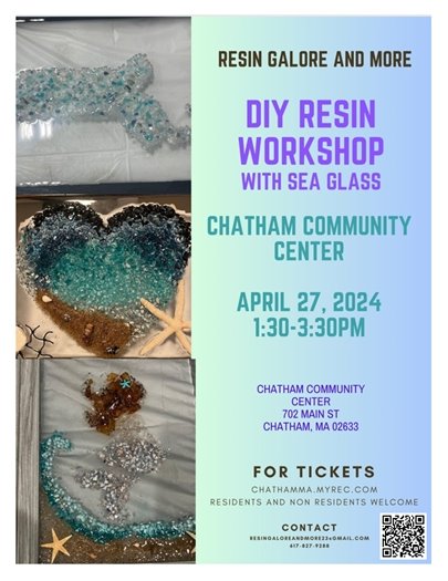 Resin and seaglass workshop at Community Center April 27th