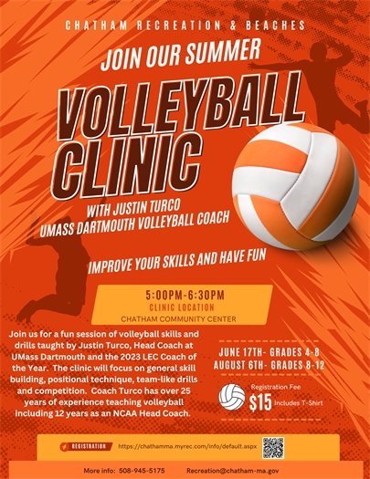 Summer Volleyball Clinics offered by Chatham Recreation and Beaches
