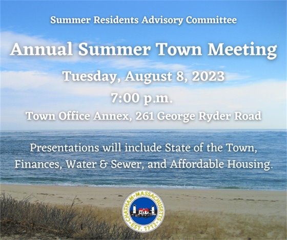Annual Summer Town Meeting on August 8, 2023 at 7 p.m. at the Annex