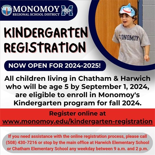 Kindergarten registration is open at Monomoy Regional School District