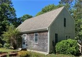 A saltbox style home in Brewster, MA