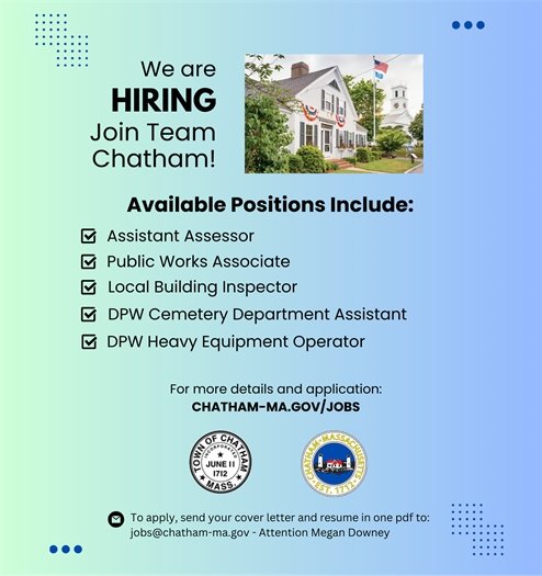Open positions with the Town of Chatham