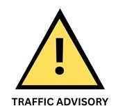 Yellow triangle with a black exclamation point in its center