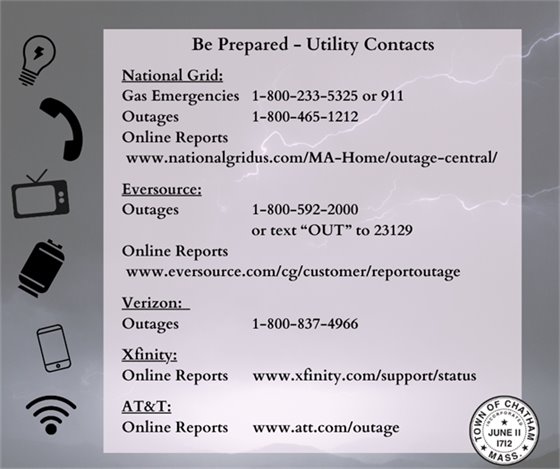 Listing of contact information to report outages.